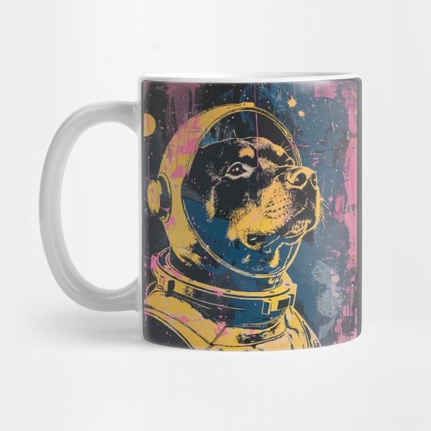 Vintage and vivid rottweiler dog astronaut portrait by etherElric